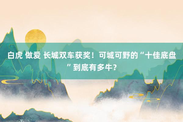 白虎 做爱 长城双车获奖！可城可野的“十佳底盘”到底有多牛？