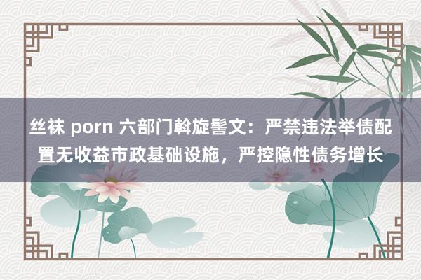 丝袜 porn 六部门斡旋髻文：严禁违法举债配置无收益市政基础设施，严控隐性债务增长