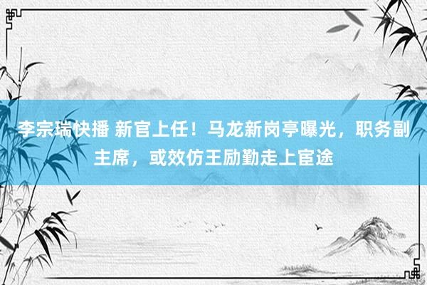 李宗瑞快播 新官上任！马龙新岗亭曝光，职务副主席，或效仿王励勤走上宦途